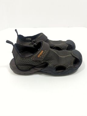 CROCS Men's Swiftwater Brown and Black Mesh Closed-Toe Sport Sandals